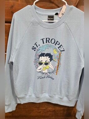 Betty Boop Pastel Blue St. Tropez Graphic Sweatshirt